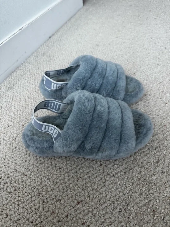 Light Blue UGG Fluff Yeah Slide Sandals Size 8 - Picture 5 of 7